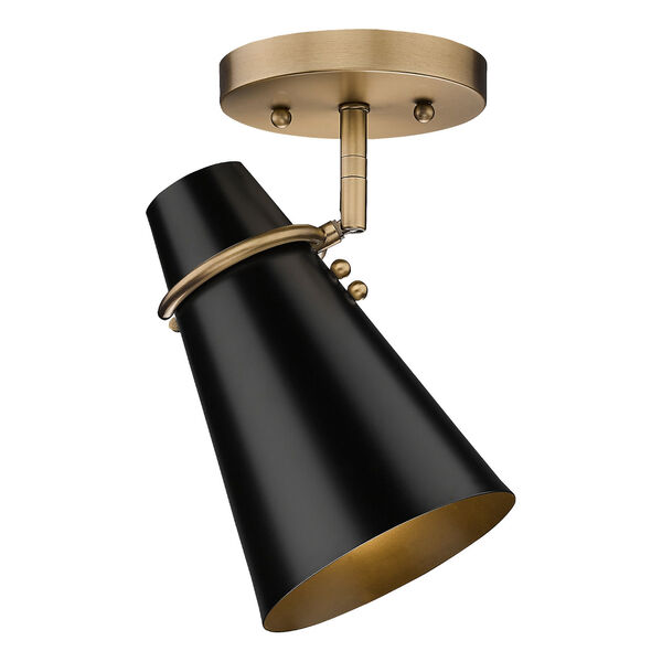 Reeva Black and Modern Brass One-Light Semi-Flush Mount, image 5